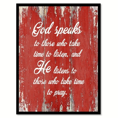 God Speaks To Those Who Take Time To Listen & He Listens To Those Wh Take Time To Pray Quote Saying Red Canvas Print Picture Frame Home Decor Wall Art Gift Ideas 7