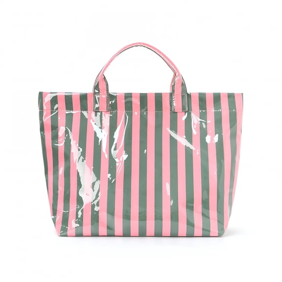 GASTROPOD Striped Tote Bag for Women Stylish Lightweight Commuting Handbag Large Capacity Portable Handbag for Beach Pool Pink and Green