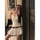 thumbnail image 2 of Vestido mini con cinturón Y2K para mujer, vestido plisado de una pieza con tirantes finos sexy, vestido de fiesta coreano de graduación en blanco y negro, 2 of 5
