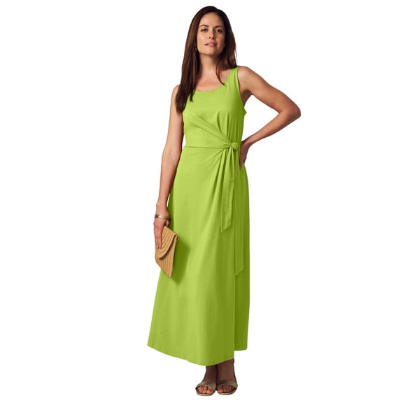 Jessica London Women's Plus Size Stretch Cotton Side Tie Maxi Dress