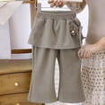 thumbnail image 5 of Mifsaly Girls Skirted Flare Pants Elastic Waist Straight Leg Skort Trousers Kids Cute Casual Bell Bottom Pant with Pockets, 5 of 8