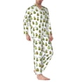 thumbnail image 2 of Susaid Avocado Friends Print Men's Long Sleeve Pajama Set, Two-Piece Button-Down Loungewear PJs Set, Comfortable Sleepwear for Relaxation-X-Large, 2 of 7