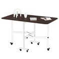 thumbnail image 5 of mwptoo Folding Dining Table, Drop Leaf Dining Table, Foldable Expandable Table, Solid Wooden Foldable Kitchen Table with 6 Wheels (Brown), 5 of 7