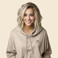 thumbnail image 4 of Dalix Smile Face Embroidered Fleece Cropped Hoodie Cold Fall Winter Women in Heather Dust S Small, 4 of 5