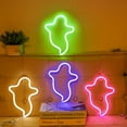 thumbnail image 3 of Halloween Ghost Neon Signs LED Neon Night Light Table Decor for Kids Room Halloween Party Decorations(Pink Ghost), 3 of 7