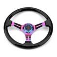 thumbnail image 4 of Qiaoxi 350mm 14" Racing Sport Steering Wheel 6 Bolts 3 Spoke Slotted Center Colorful Frame Steering Wheel With Horn Button, 4 of 8