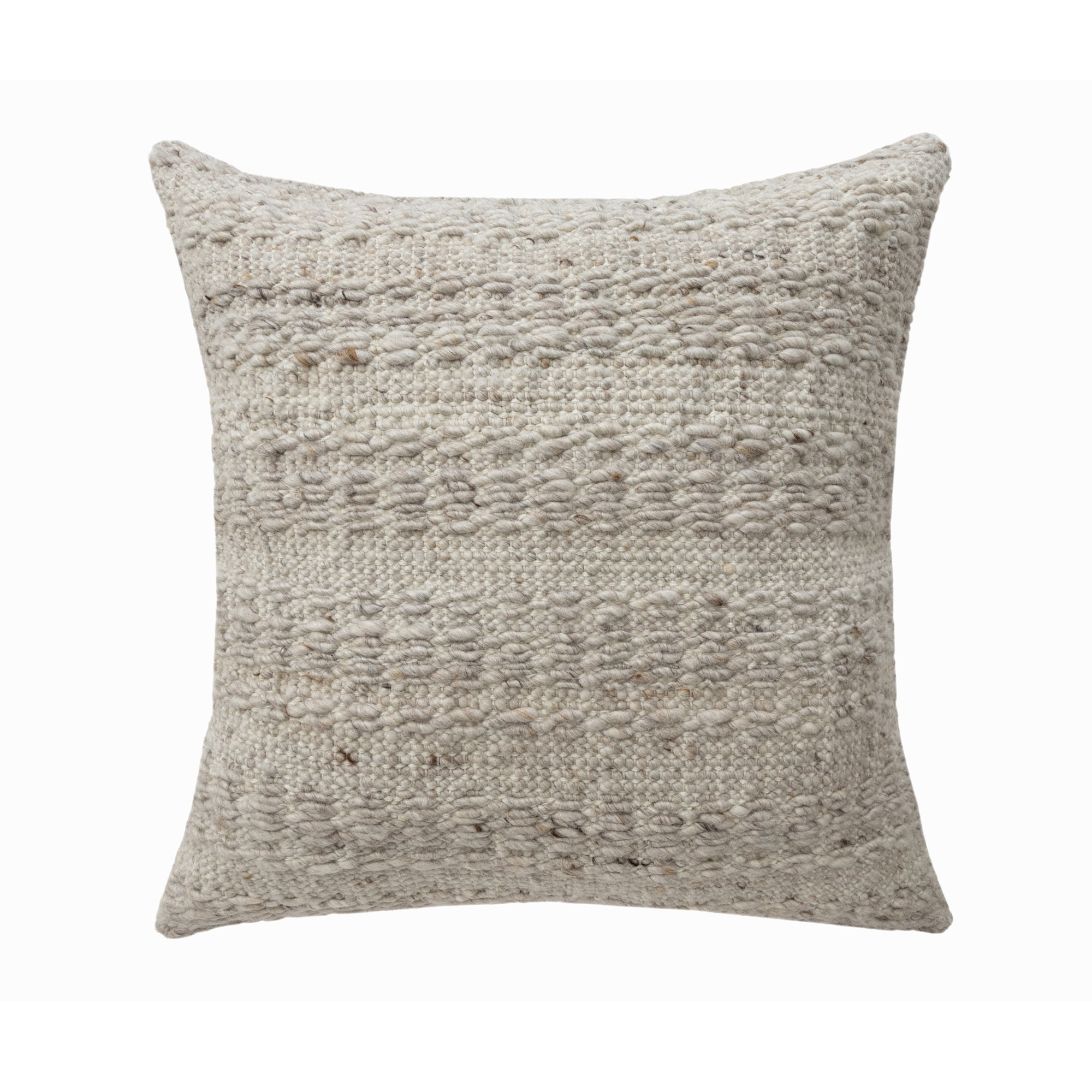 Harlow Hill Chester Beige Solid 24" x 24" Wool Adult Decorative Feather Filled Pillow