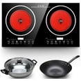 thumbnail image 3 of Electric Induction Cooker - Portable 2200W 8 Levels Electric Dual Induction Cooker Cooktop Countertop Double Burner Suitable for Cast Iron, Stainless Steel Cookware and Kitchen or Resturant, 3 of 9