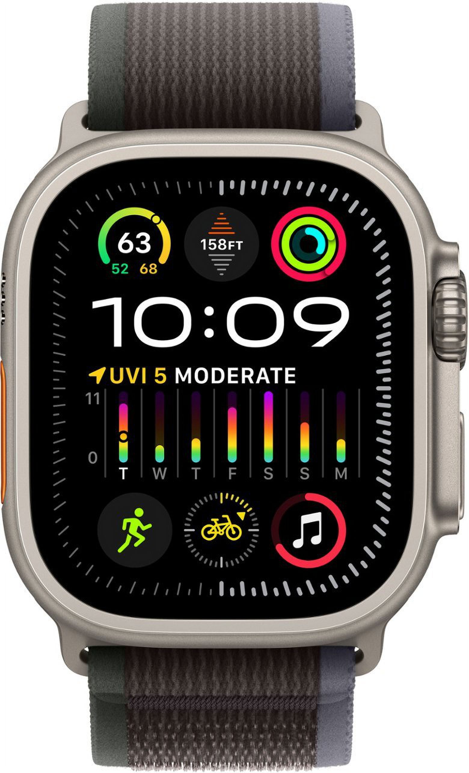 Restored Apple Watch Ultra 2 - GPS + Cellular - 49mm Titanium Case with Blue/Black Trail loop S/M (Refurbished)
