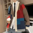 thumbnail image 2 of Ropa para hombre Suéter de punto de moda coreana Cárdigan lindo para hombre Cuello en V Rojo Primavera Otoño 2024 Tops de lujo de diseñador de calle ajustados, 2 of 4