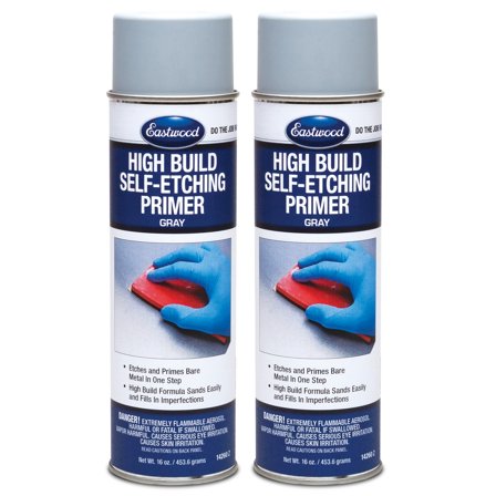 Eastwood High Build Self Etching Primer Gray Aerosol for Bare Metal Acid-Etching Formula 2 Pack