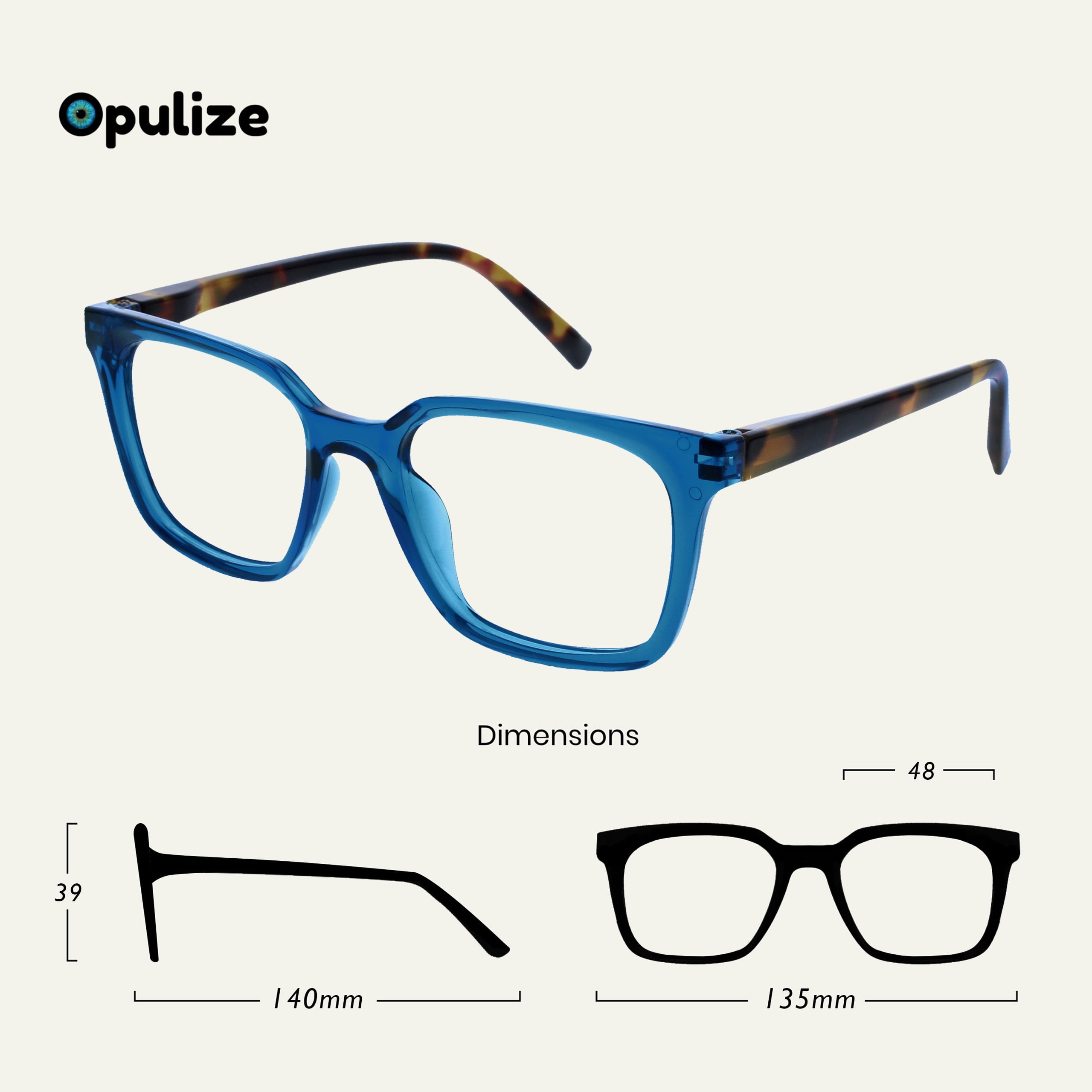 OPULIZE KOI Reading Glasses With Reading Sunglasses 5 Pack - Rectangular Frame - Black-Purple-Clear-Aqua-Clear - Mens Womens - Spring Hinges - RRRRS50-35CQC - +2.50