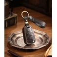 thumbnail image 3 of Key Fob Cover Compatible with Chevrolet Equinox Camaro Cruze Malibu Impala Spark Trax Sonic Buick Lacrosse Encore Verano Regal Terrain Acadia Cowhide 5 Button Keychain Case Holder Protector,Black, 3 of 9