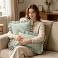 thumbnail image 4 of Plaid Throw Pillow Cover Blue White Checkered Ruffled Cushion Case, Vintage Farmhouse Square Pillow Sham with Ruffle Trim for Sofa Couch Bed Living Room Decor 18x18 Inch, 4 of 4