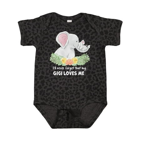 

Inktastic I ll Never Forget That My Gigi Loves Me with Cute Elephants Gift Baby Boy or Baby Girl Bodysuit