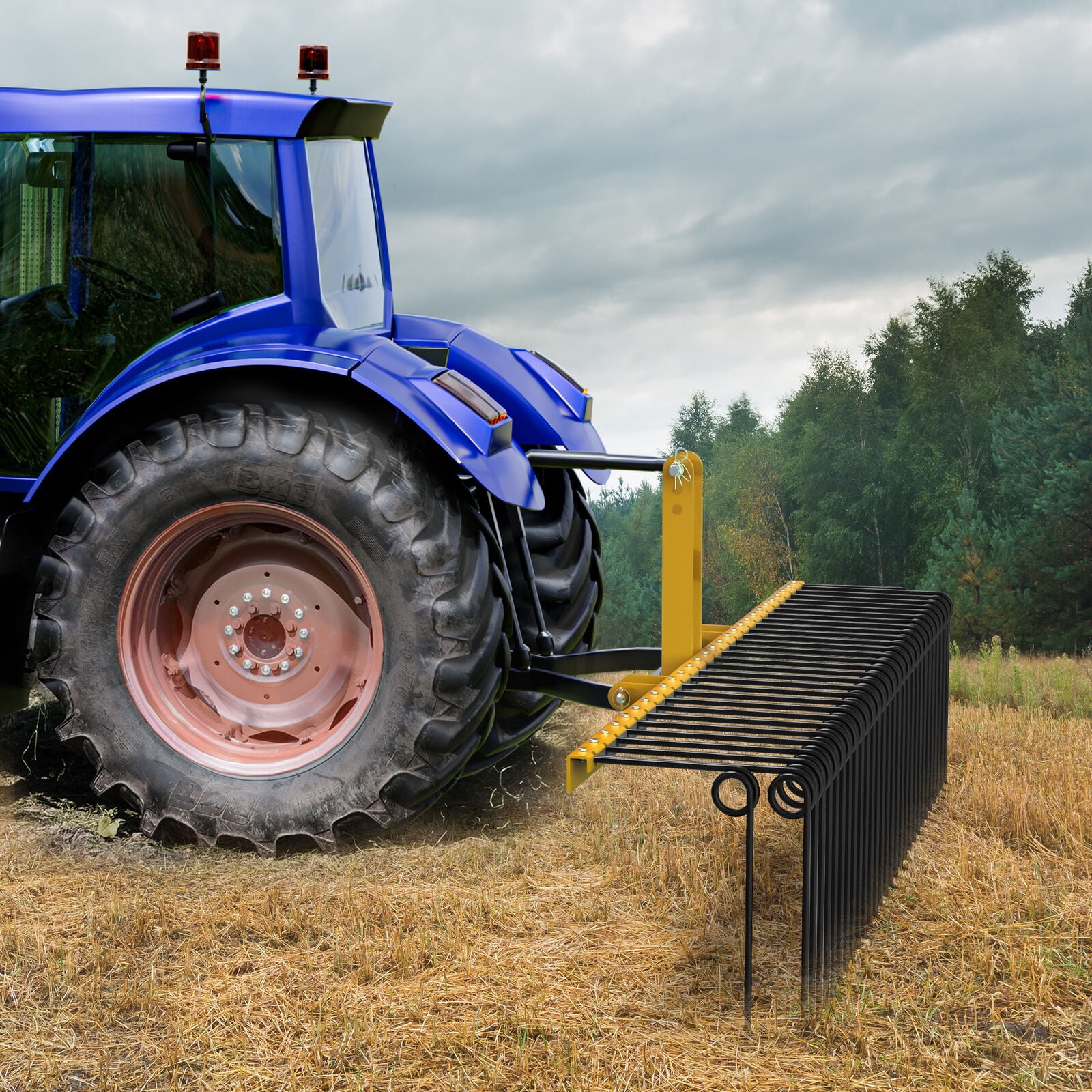 RVNI 72 in 3 Point Pine Straw Rake Rake Attachment fit Cat-0 & Cat-1 Tractor Heavy Duty
