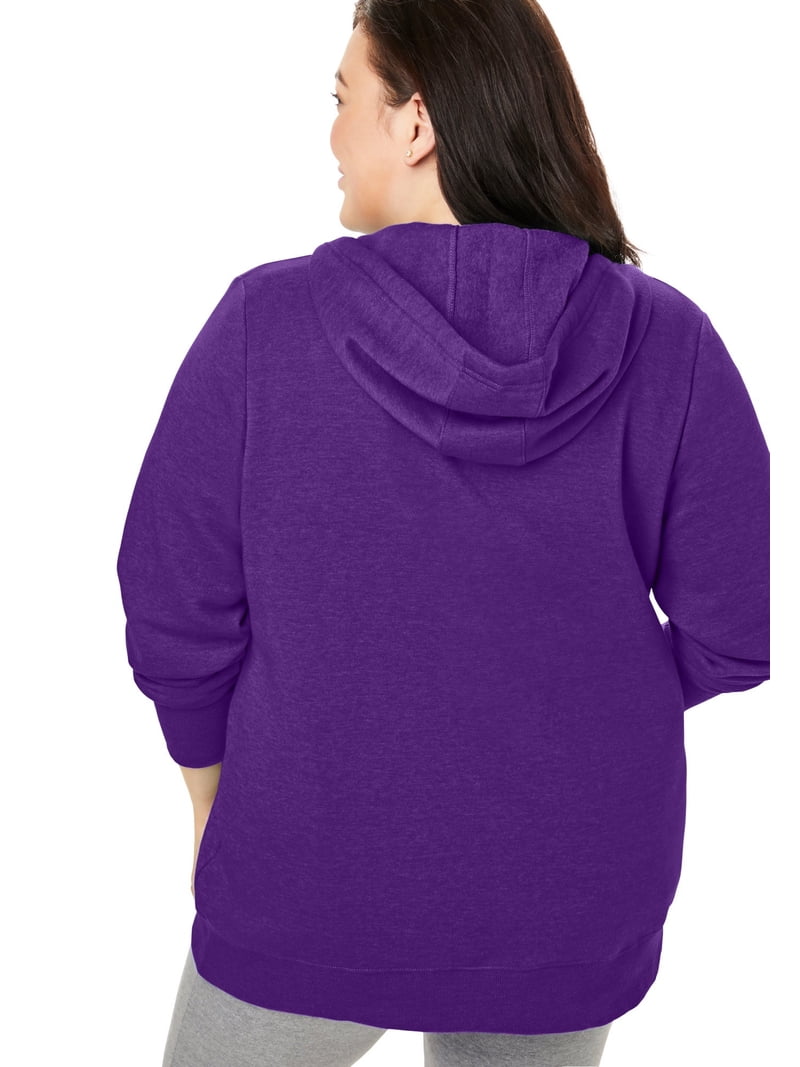 Woman Within Better Fleece Zip-Front Hoodie Long Oversized Sweatshirt ...