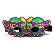BEATSYNC Mardi Gras Sound reactive Lighted Glitter Eye Mask Feather
