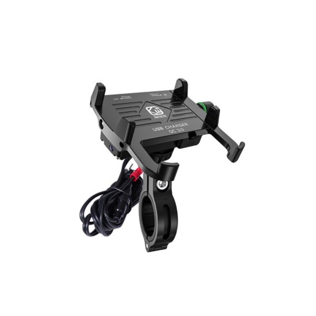 Seitruly Soporte para teléfono de motocicleta Soporte para manillar Soporte para teléfono de aleación de aluminio giratorio de 360 grados Teléfono y Comunicación negro