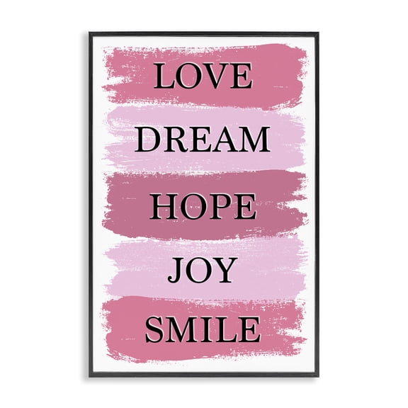 Stupell Industries Contemporary Love Dream Hope Joy Smile Black Framed Giclee Art, 12 x 18, by Martina Pavlova