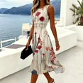 thumbnail image 5 of KLHDSF Dresses For Women Crew Neck Sleeveless Fit And Flare Fashionable Lightweight Elegant Summer Dress Khaki XL, 5 of 6