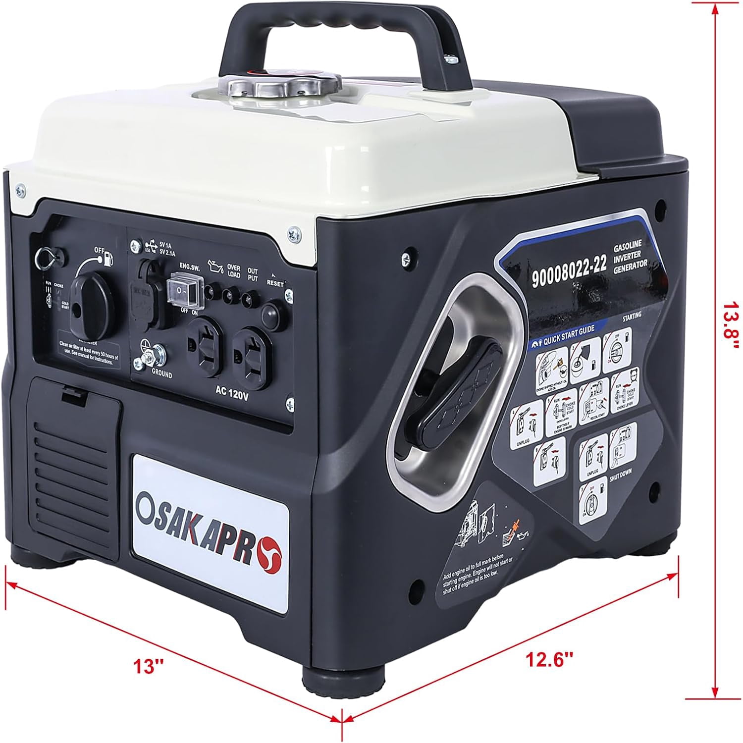 Urday 1200W Portable Inverter Generator, 56cc Gas Powered, Ultra Lightweight 27lbs, EPA Compliant, Eco-Mode, Quiet Power for Camping & Tailgating