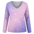 thumbnail image 5 of HNMKIU Womens Casual Drop Shoulder V Neck Long Sleeve Women's Sweatshirt Hoodless Pullover T-Shirt Comfort Top 02_Light Purple1，S, 5 of 5