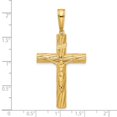 thumbnail image 2 of 26.2mm 14k Solid Yellow Gold Polished and Textured Crucifix Pendant Necklace Pendant for Women, 2 of 2
