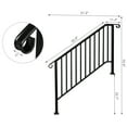 thumbnail image 2 of 5 Step Handrails for Outdoor Steps, Wrought Iron Stair Railing Fits 4 or 5 Steps, Metal Hand Rail with Installation Kit, Staircase Handrails for Concrete, Porch, Deck, Exterior Steps, Black, 2 of 9