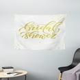 thumbnail image 1 of Bridal Shower Decorations Tapestry, Hand Written Sketch Ivy Lettering Bride Party with Dots Image, Wall Hanging for Bedroom Living Room Dorm Decor, 60W X 40L Inches, Gold and White, by Ambesonne, 1 of 2