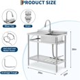 thumbnail image 2 of 39 x 20 x 39in Freestanding Single Bowl Stainless Steel Utility Sink con Pull-Out cm de Alturaot & Cold Faucet S- cm de Alturaooks Estante de Almacenamiento y Ajustable Legs para Laundry Sala..., 2 of 7
