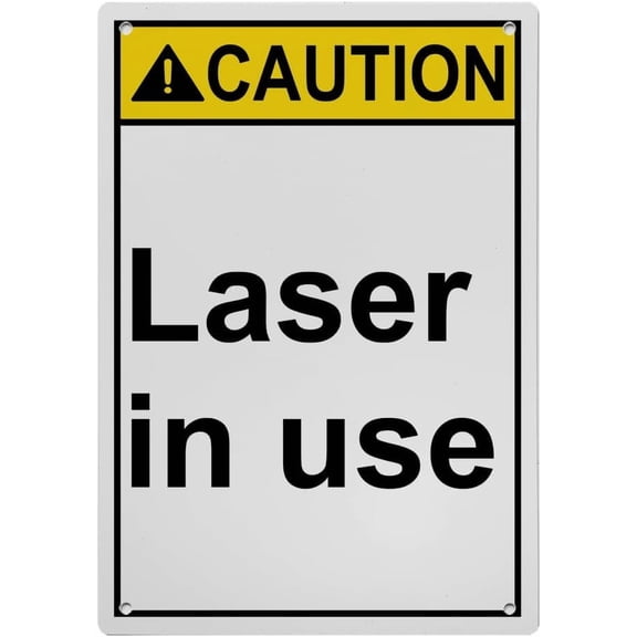 Industrial Caution Sign Laser Sign (Laser in use) 8 in" x 12 in" UV Resistant Indoor Outdoor Workplace Industrial Caution Warning Sign