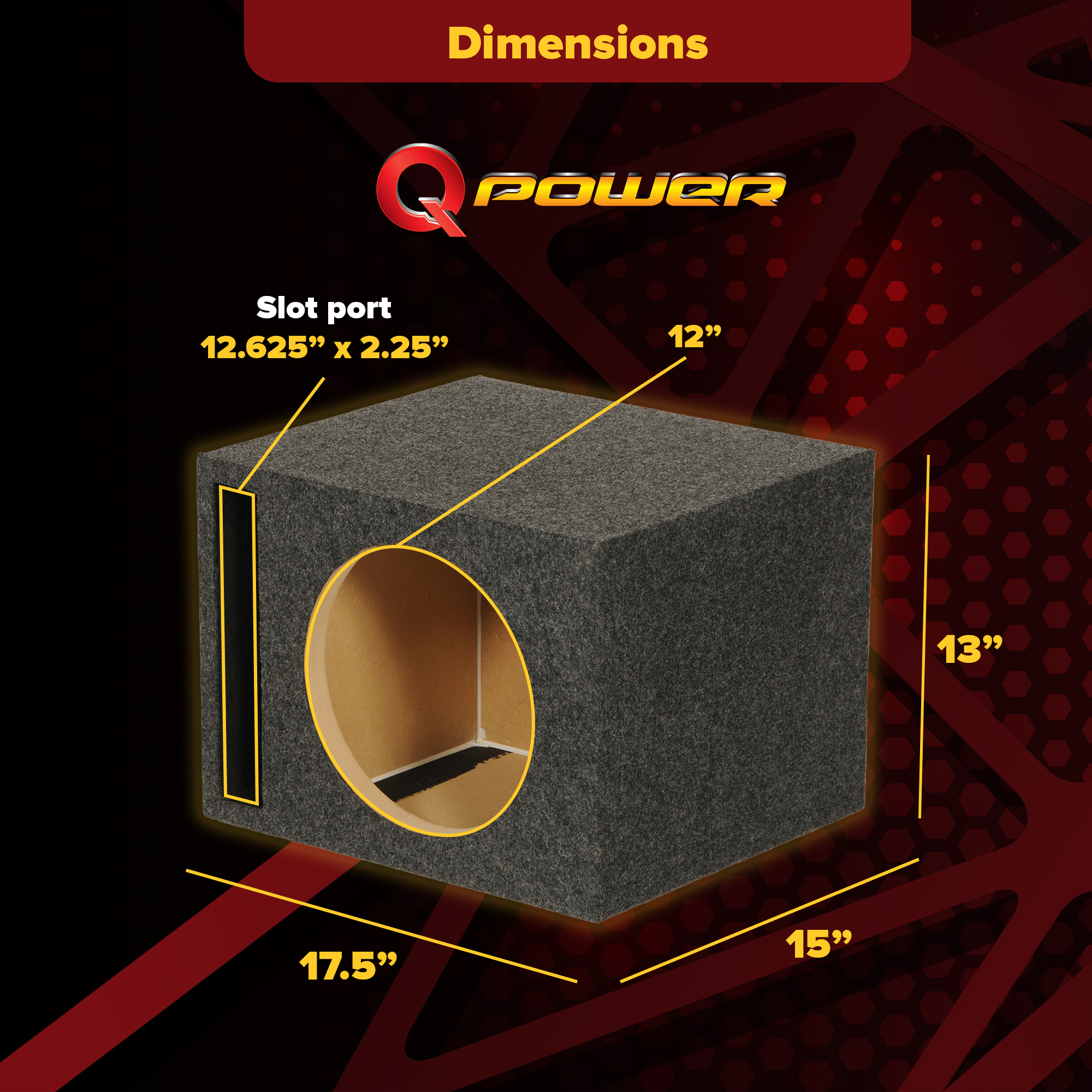 12 Q Power Single 12 Inch Spl Xl Side Ported Subwoofer Enclosure ...