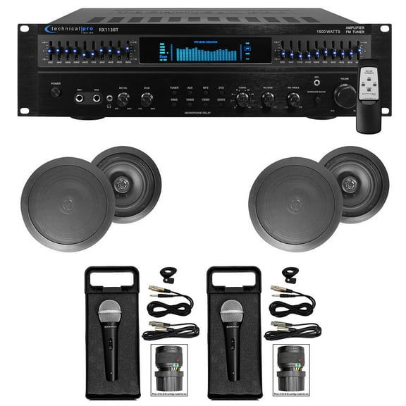 1500 Watt Home Karaoke Machine System (4) 6.5" Black Ceiling Speakers