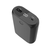 Onn 10,000 mAh Portable Powerbank with Built-in USB-C And Lighting Cables, Fast Charge, LED Readout, MFI Certified, Black