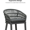 thumbnail image 3 of PURPLE LEAF 24" Counter Height Bar Stools Chair Set of 2, Modern Upholstered Patio Bar Stool with Backrest for Indoor and Outdoor, Kitchen Island, Grey, 3 of 11