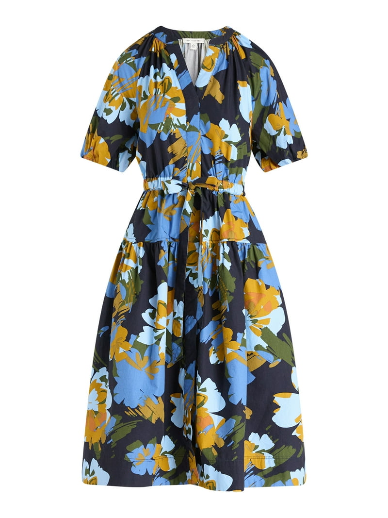 Free Assembly Women's and Women's Plus Cotton Midi Dress with Puff Sleeves,  Sizes XS-4X - Walmart.com