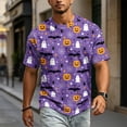 thumbnail image 3 of Men's Halloween Crewneck T-Shirt, Spooky Ghost Pumpkin Full Print Short Sleeve Casual Fall Streetwear Tops, 3 of 5