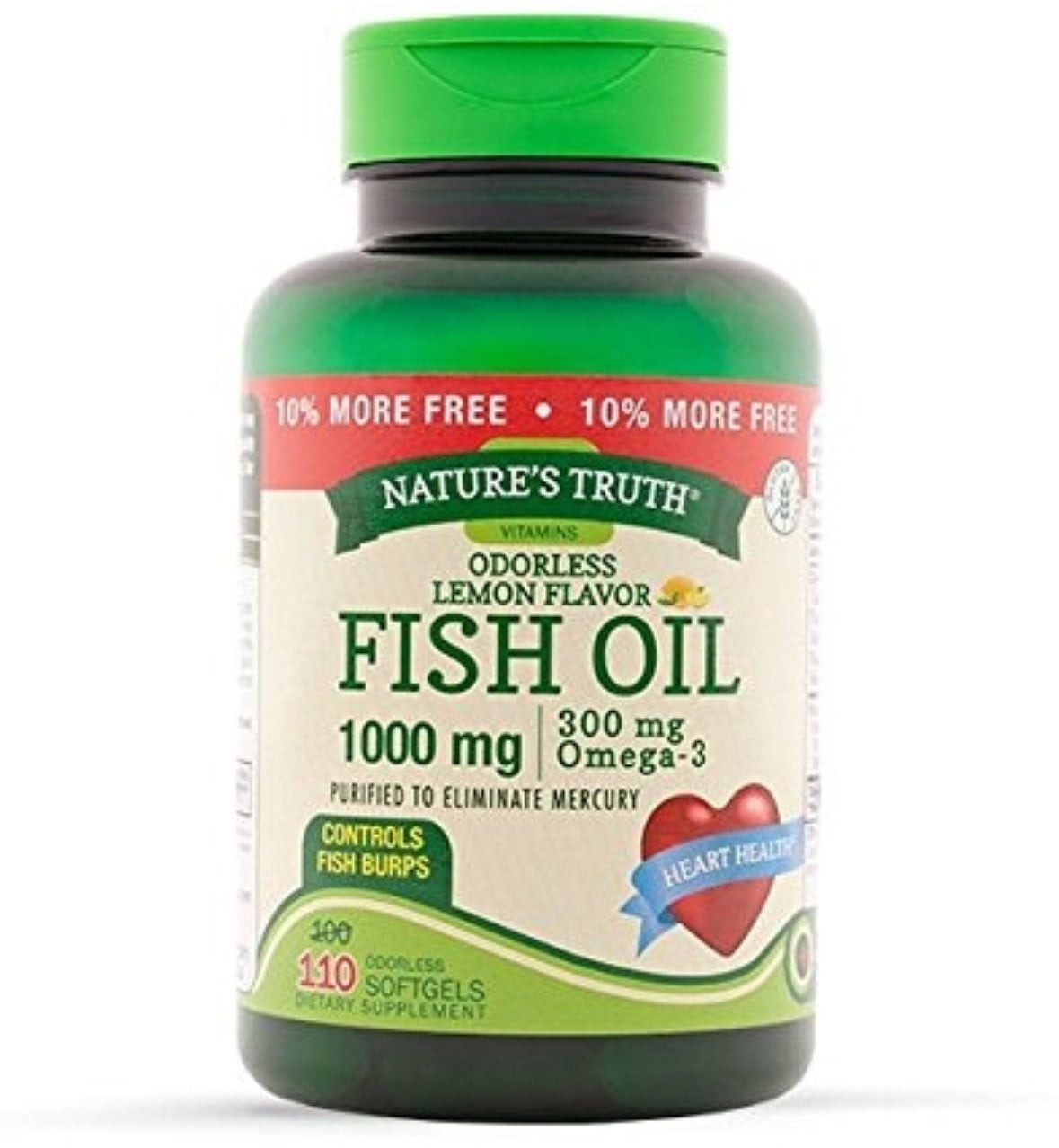 Nature's Truth Fish Oil Lemon Softgels, 1000 mg, 110 Count Walmart
