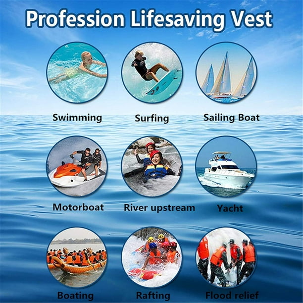 Waterproof Nylon Rescue Jacket Adult Swimming Life Vest Buoyancy