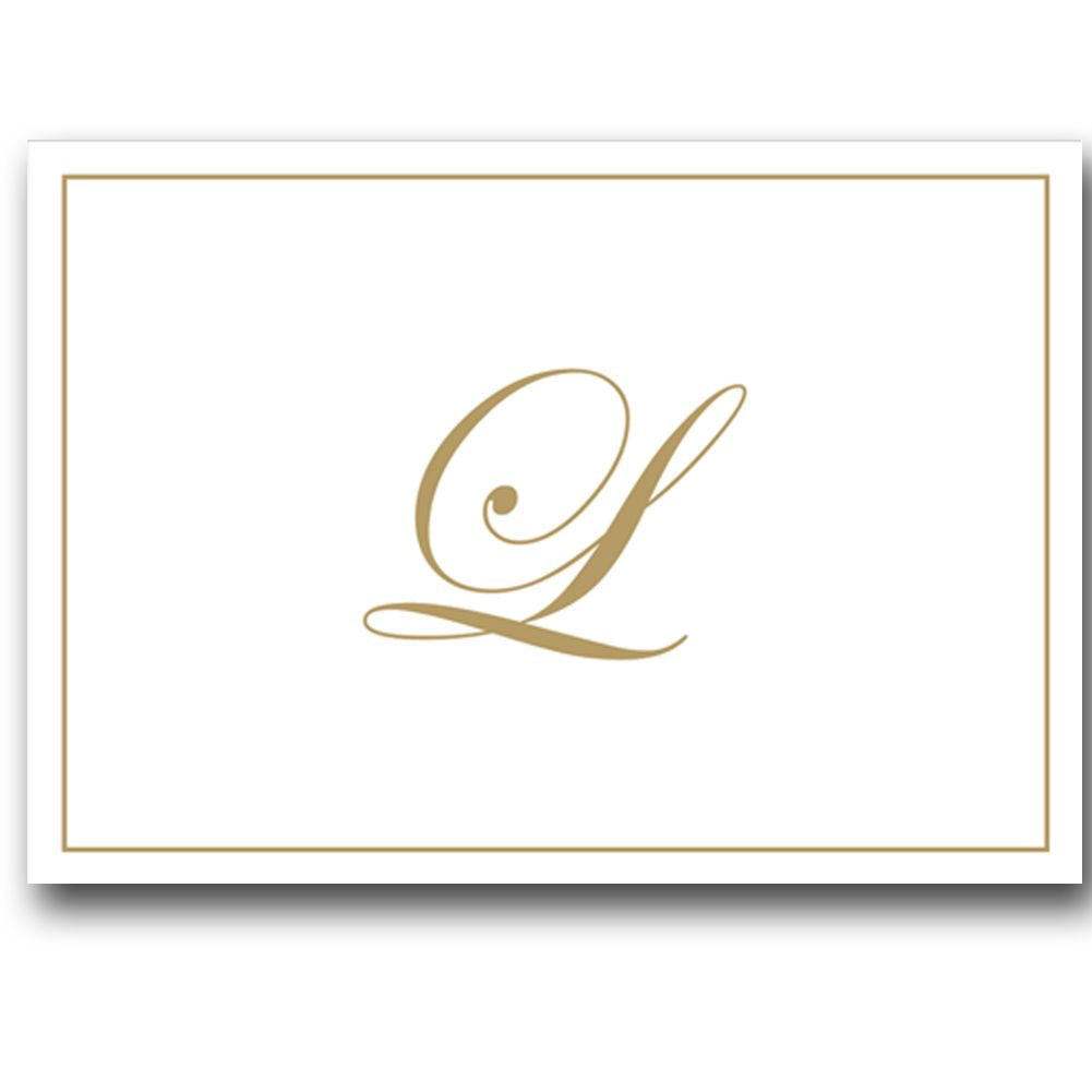 Gold Embossed Initial Note Cards Letter L Boxed Set of 8