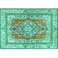 thumbnail image 1 of Ahgly Company Machine Washable Indoor Rectangle Persian Turquoise Blue Traditional Area Rugs, 4' x 6', 1 of 4