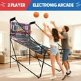 thumbnail image 7 of ZENY Electronic Double Shot Basketball Arcade Game Foldable 2-Player Hoop with 8 Game Options, LED Scoring & 4 Balls, Purple, 7 of 7