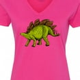 thumbnail image 4 of Inktastic Smiling Stegosaurus Women's V-Neck T-Shirt, 4 of 5