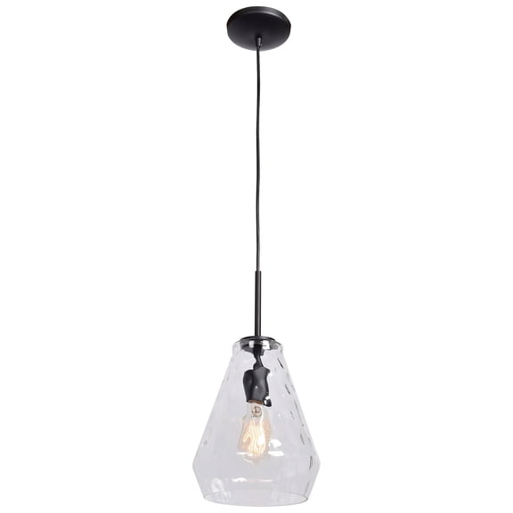 50937LEDDLP-BL/CLR Access Lighting Simplicite-One Light Wavy Glass Pendant-9 Inches Wide By 10 Inches Tall-Black Finish-LED Lamping Type