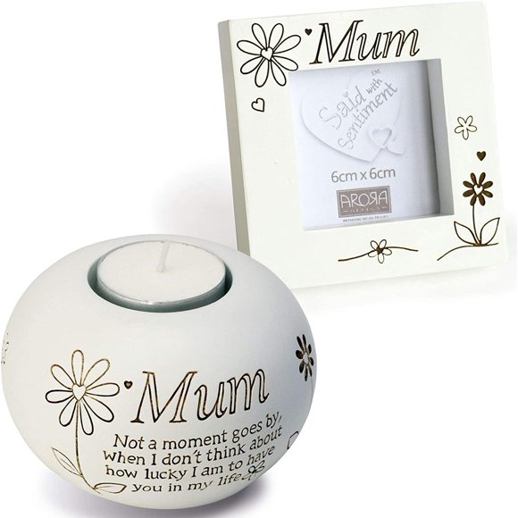 Arora Mum Tealight and Photo Frame Sentiment Birthday Idea, One Size, Multicolour