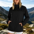 thumbnail image 5 of XUNKUSGA Waterproof Rain Jacket Women Fashion Color Block Lightweight Windbreaker Jacket Women Classic Zip Up Stand Collar Athletic Jacket with Zipper Pockets,Black,2XL, 5 of 7