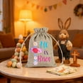 thumbnail image 6 of Easter Bunny Linen Dstring Bag for Candy Eggs,Cute Party Favor Gift Pouch,3.94x4.28 Inches,Reusable Cloth Treat Bag with Dstring Closure for Easter Basket Stuffers,Holiday Celebrations & Gifts, 6 of 6