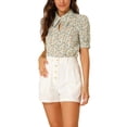 thumbnail image 1 of BLUSA CHIC para Mujeres con Cuello Caído, Cuello Abierto, Mangas Abullonadas, Camisa de Chifón XL Azul Amarillo, 1 of 6