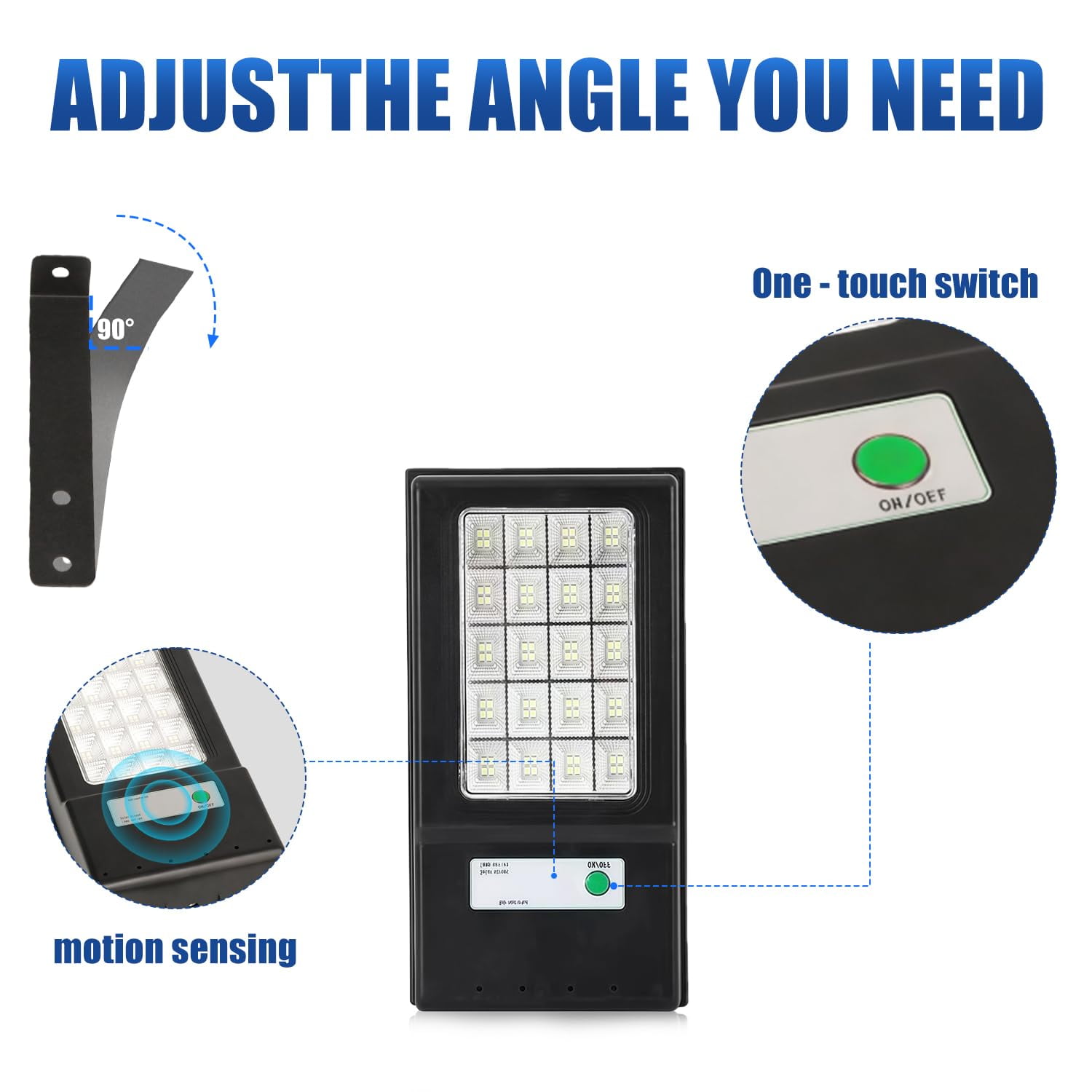 Solar Street Light Outdoor 2000LM, 6500K LED Floodlight with Motion Sensor, Dusk to Dawn Security Lighting, IP67 Waterproof Solar Powered Light for Yard, Garden, Driveway (2 Pack)